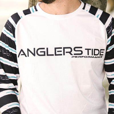 Close up of Anglers Tide long sleeve fishing shirt