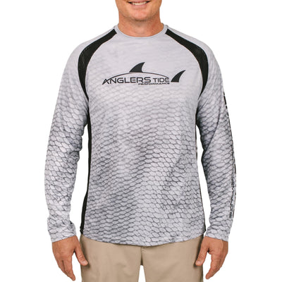 Front view of Plato Anglers Tide fishing shirt#color_plato-light-grey